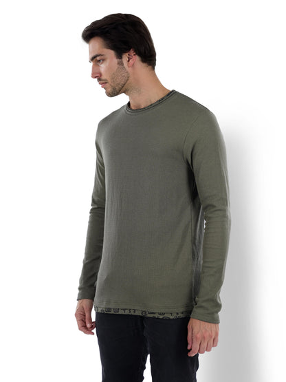 Olive Solid Cotton T-shirt