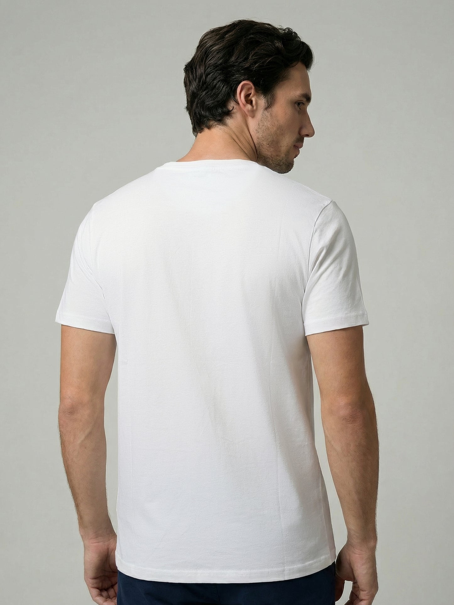 Celio Mens White Solid Slim Fit Cotton T-Shirts