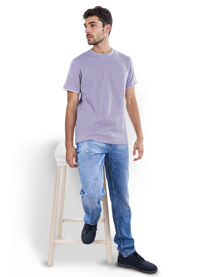 Purple Solid Cotton T-shirt