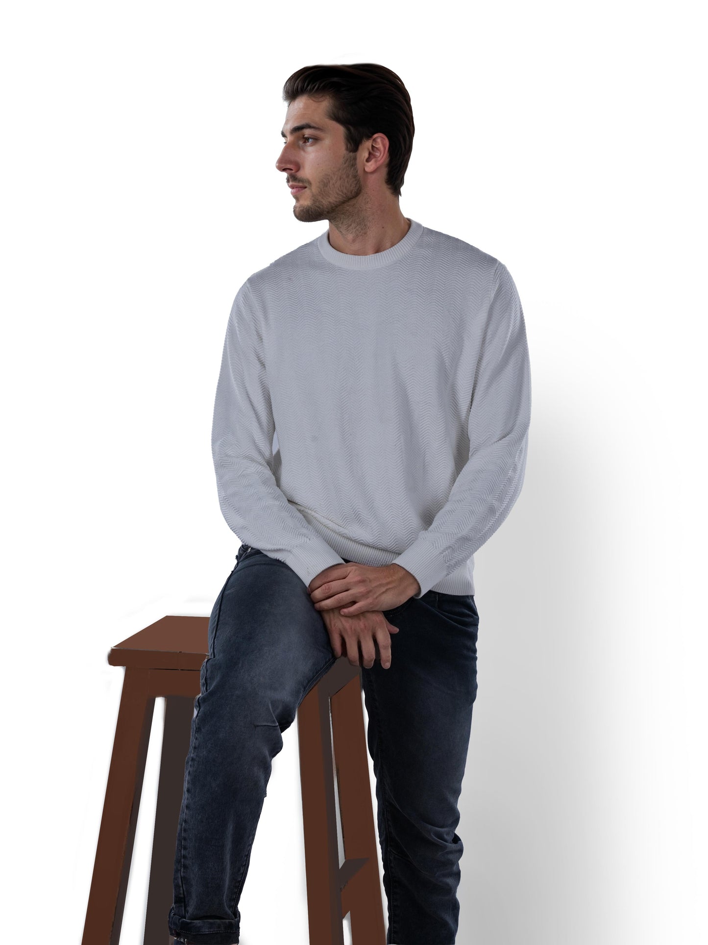 Beige Solid Cotton Sweater