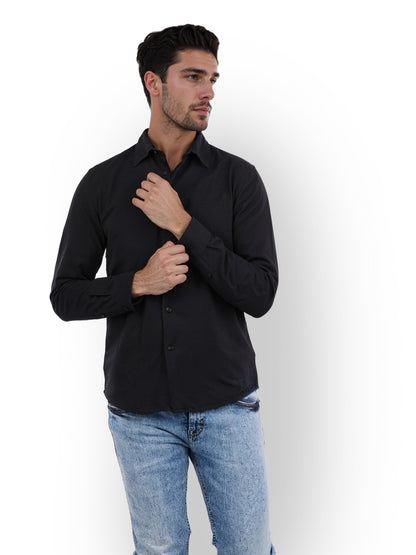 Black Solid Cotton Shirt