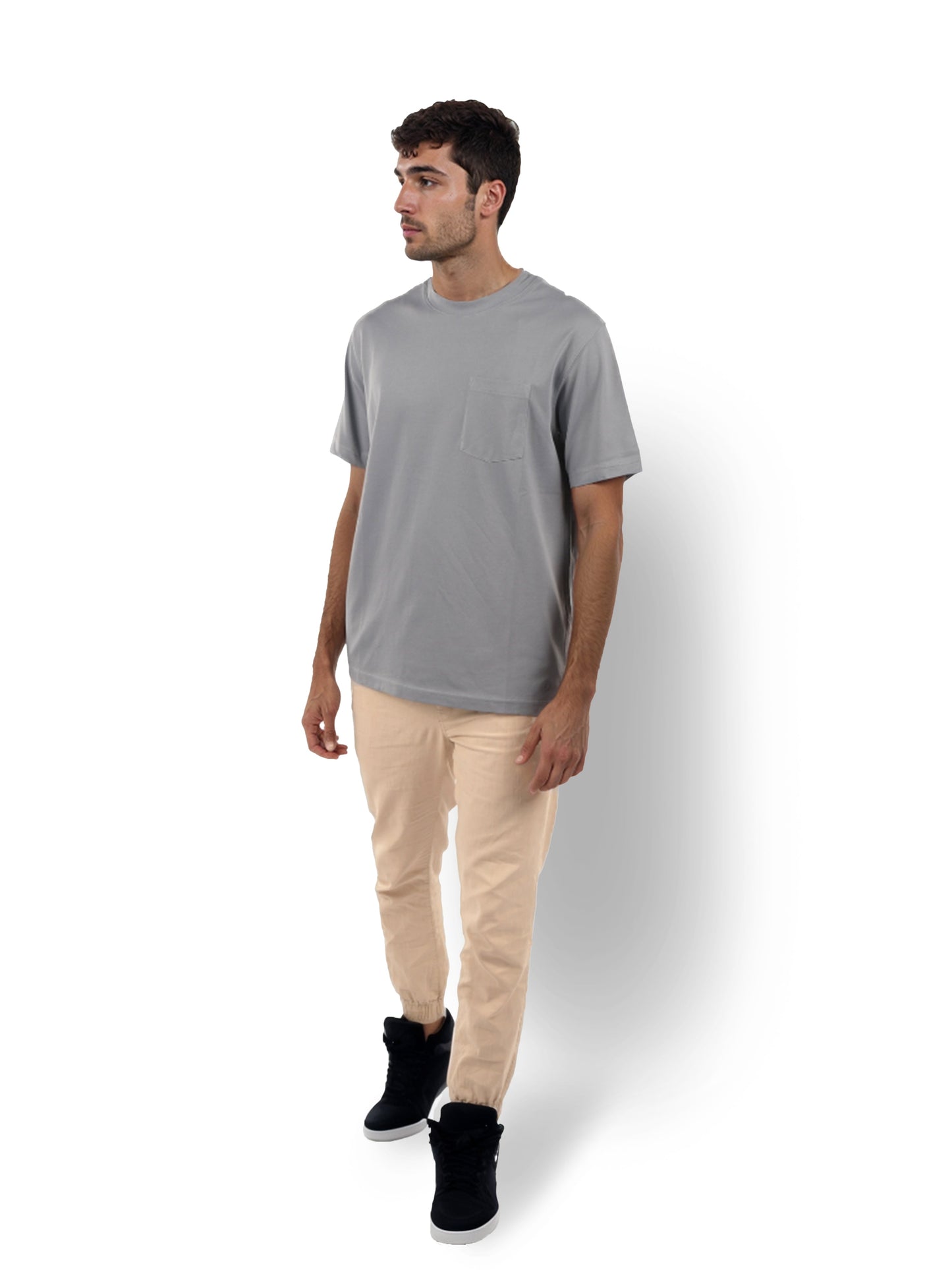 Grey Solid Cotton T-Shirt