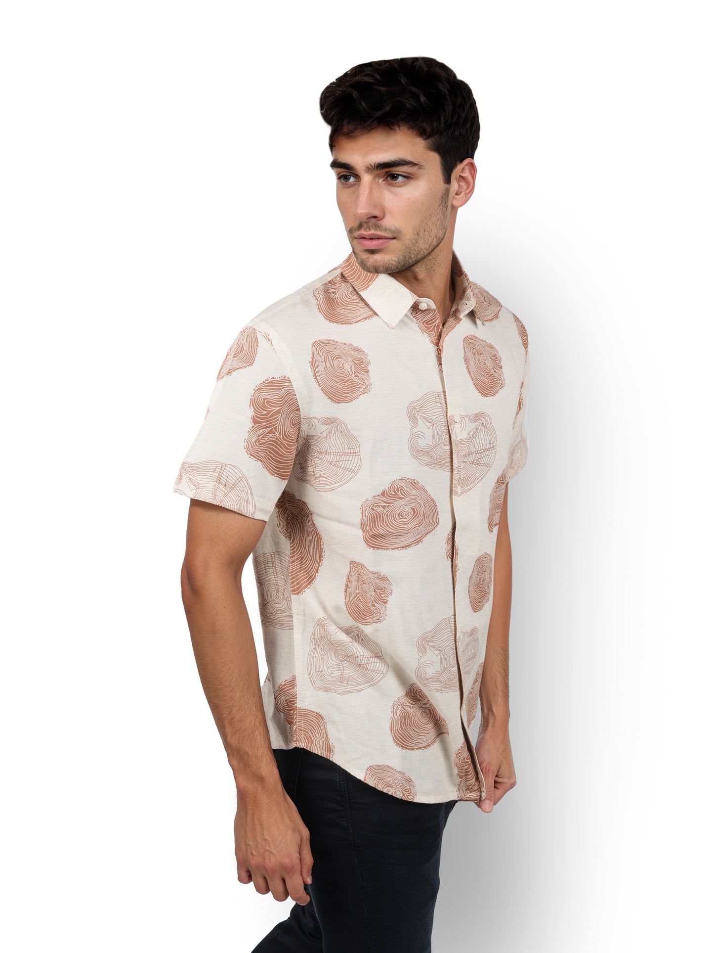 Beige Printed Viscose Shirt