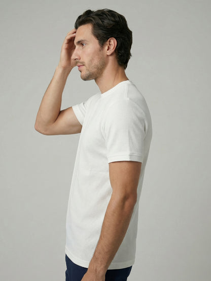 Celio Mens White Structured Regular Fit Cotton T-Shirts