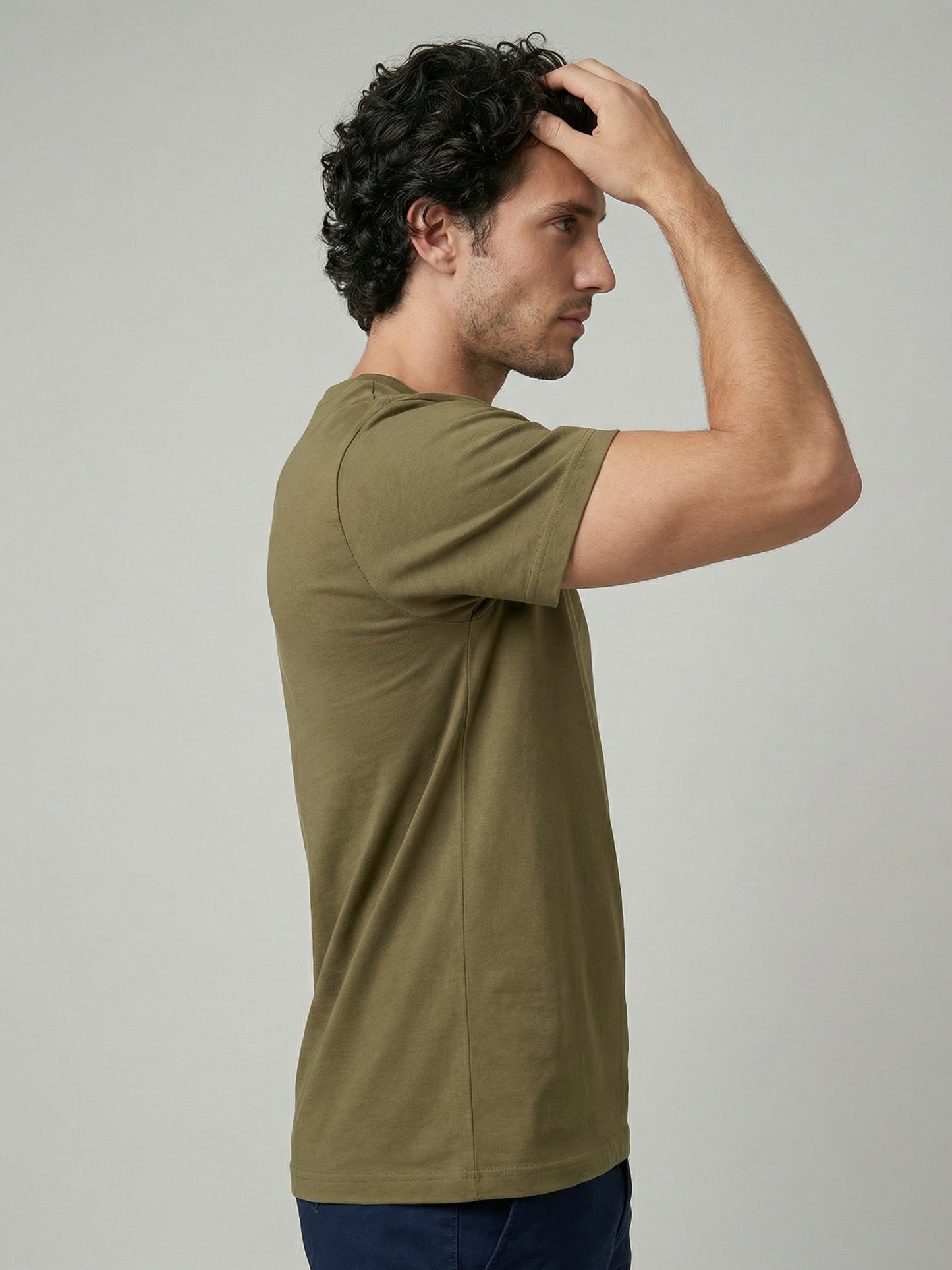 Celio Mens Olive Solid Slim Fit Cotton T-Shirts