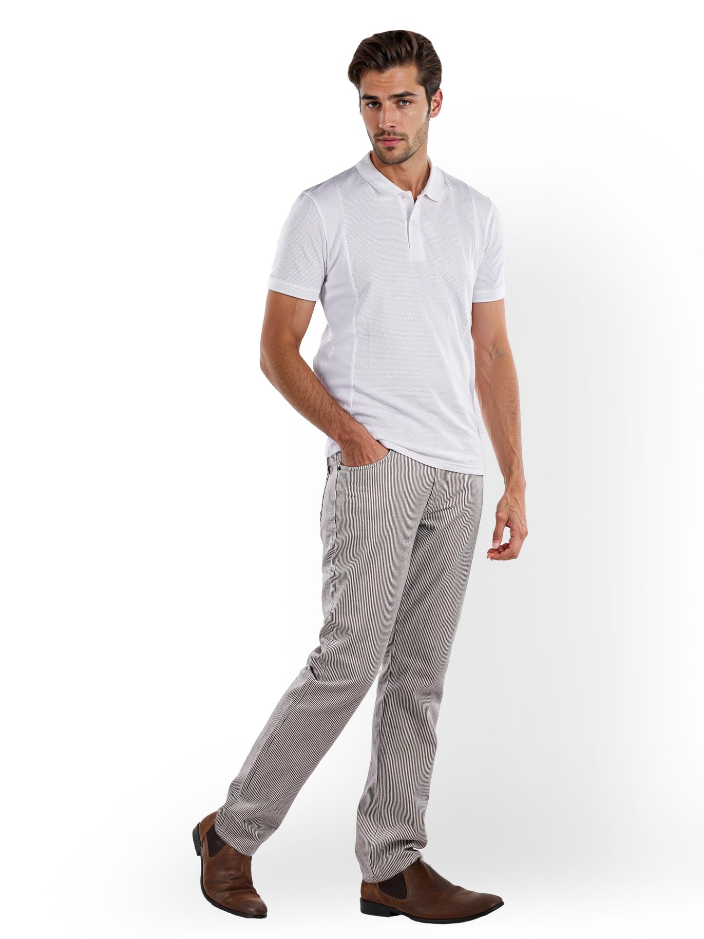 White Solid Cotton Polo