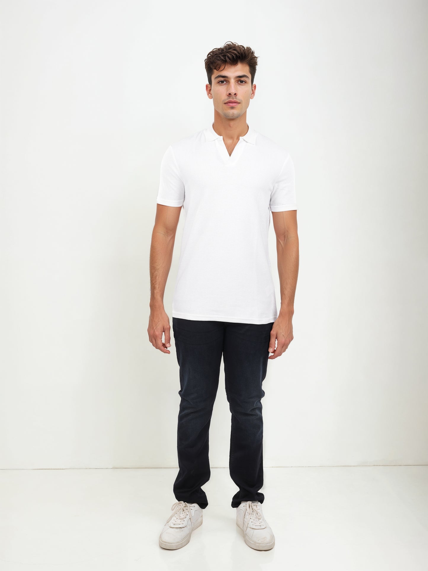 White Solid Cotton Polo