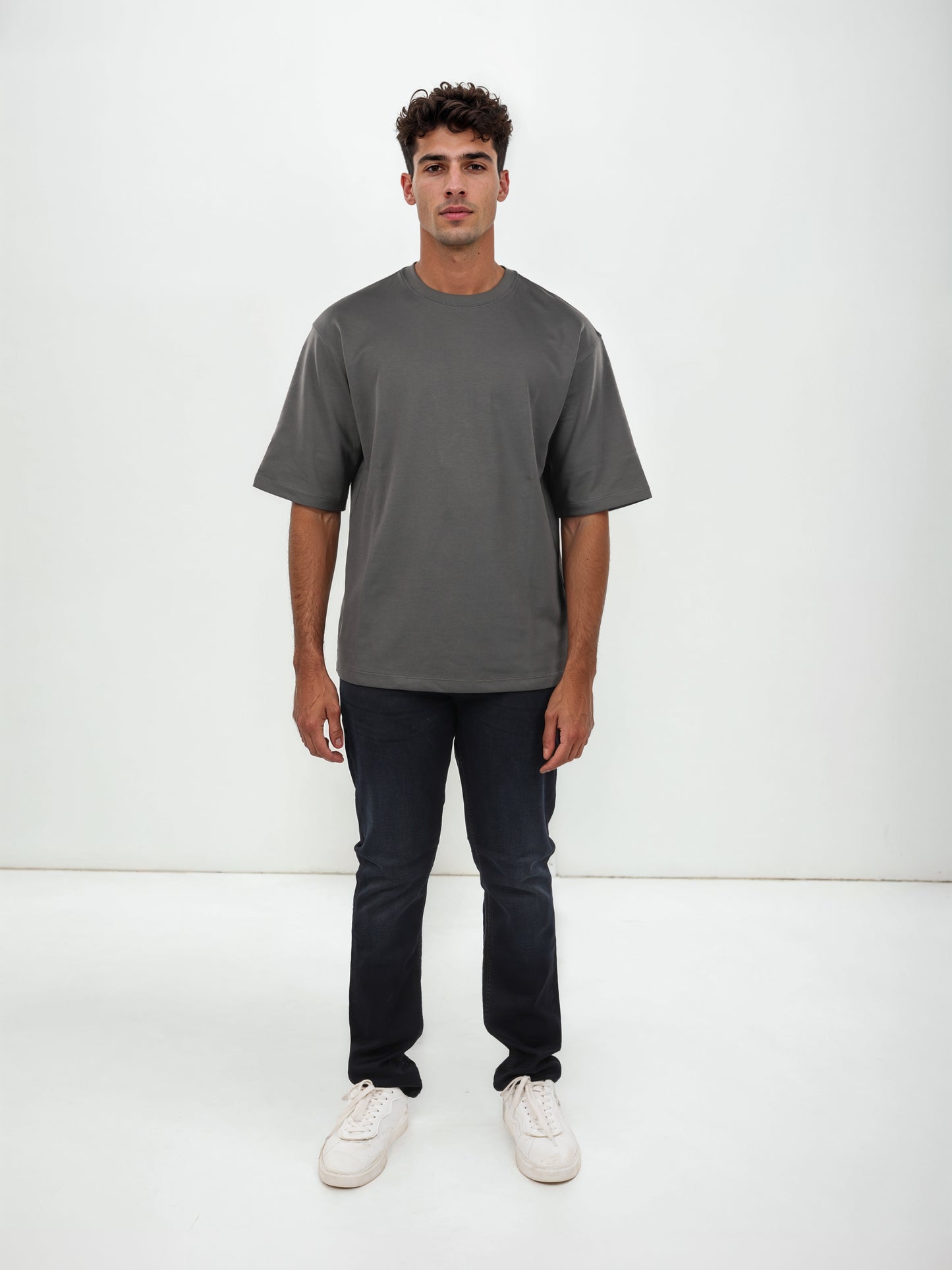 Grey Solid Cotton T-shirt