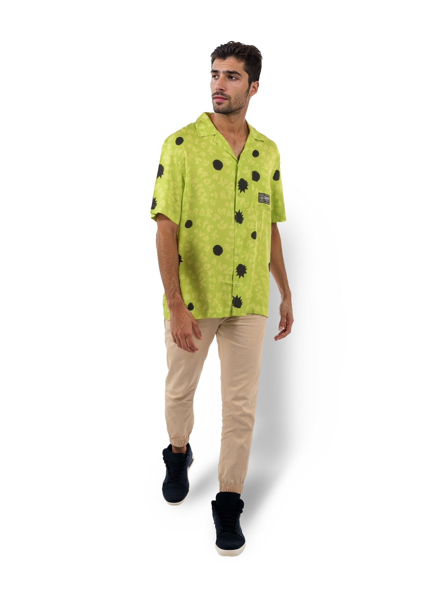 Rick & Morty Green Printed Cotton Shirt