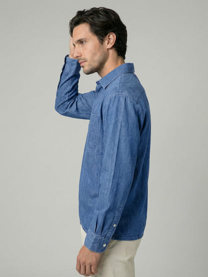 Celio Mens Blue Twill Regular Fit Cotton Shirts