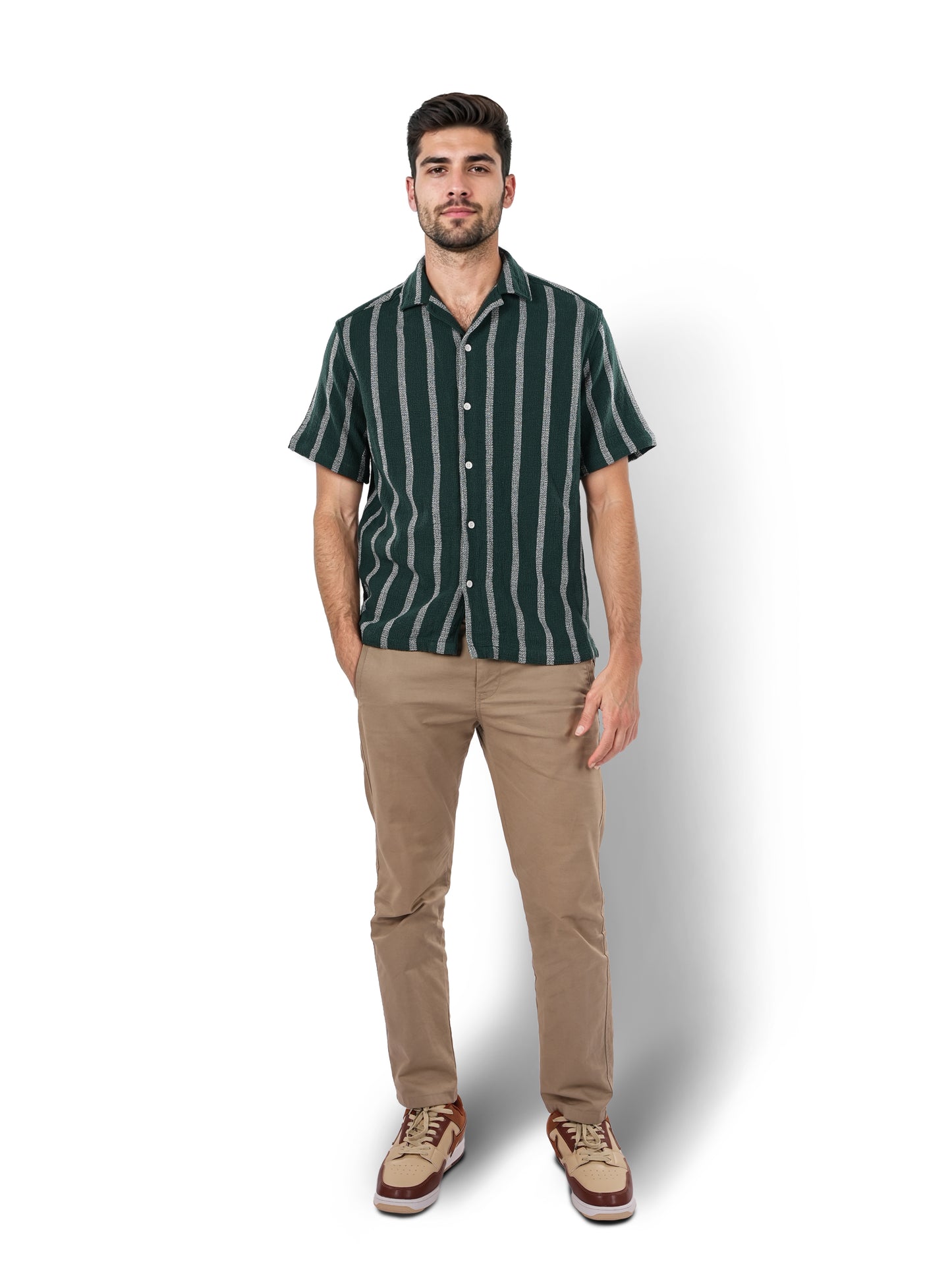 Green Striped Cotton Shirt