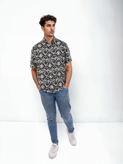 Black Printed Viscose Shirt