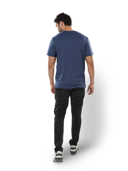 Navy Blue Solid Cotton T-shirt