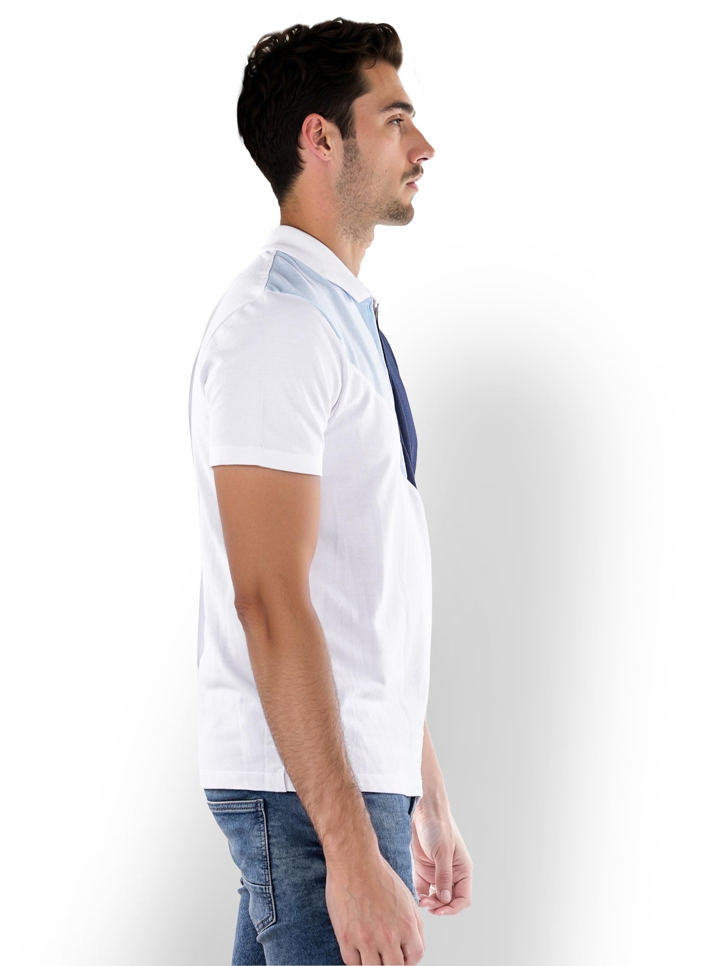 White Colourblock Cotton T-Shirt