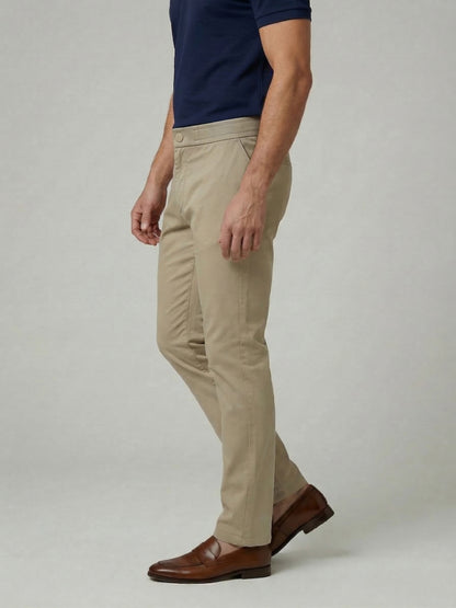 Celio Mens Beige Dobby Slim Fit Polyester Casual Trouser