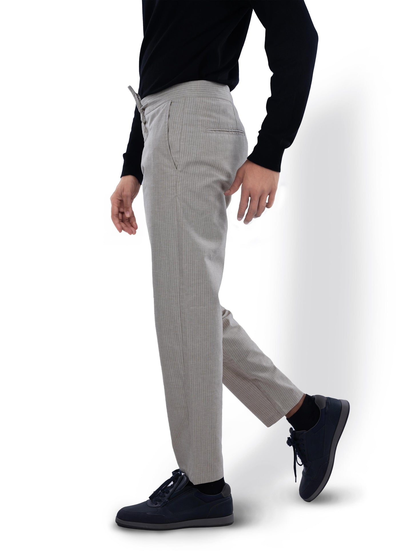 Beige Slim Fit Linen Pants