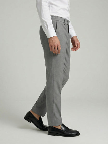 Celio Mens Grey Solid 24H Fit Polyester Casual Trouser