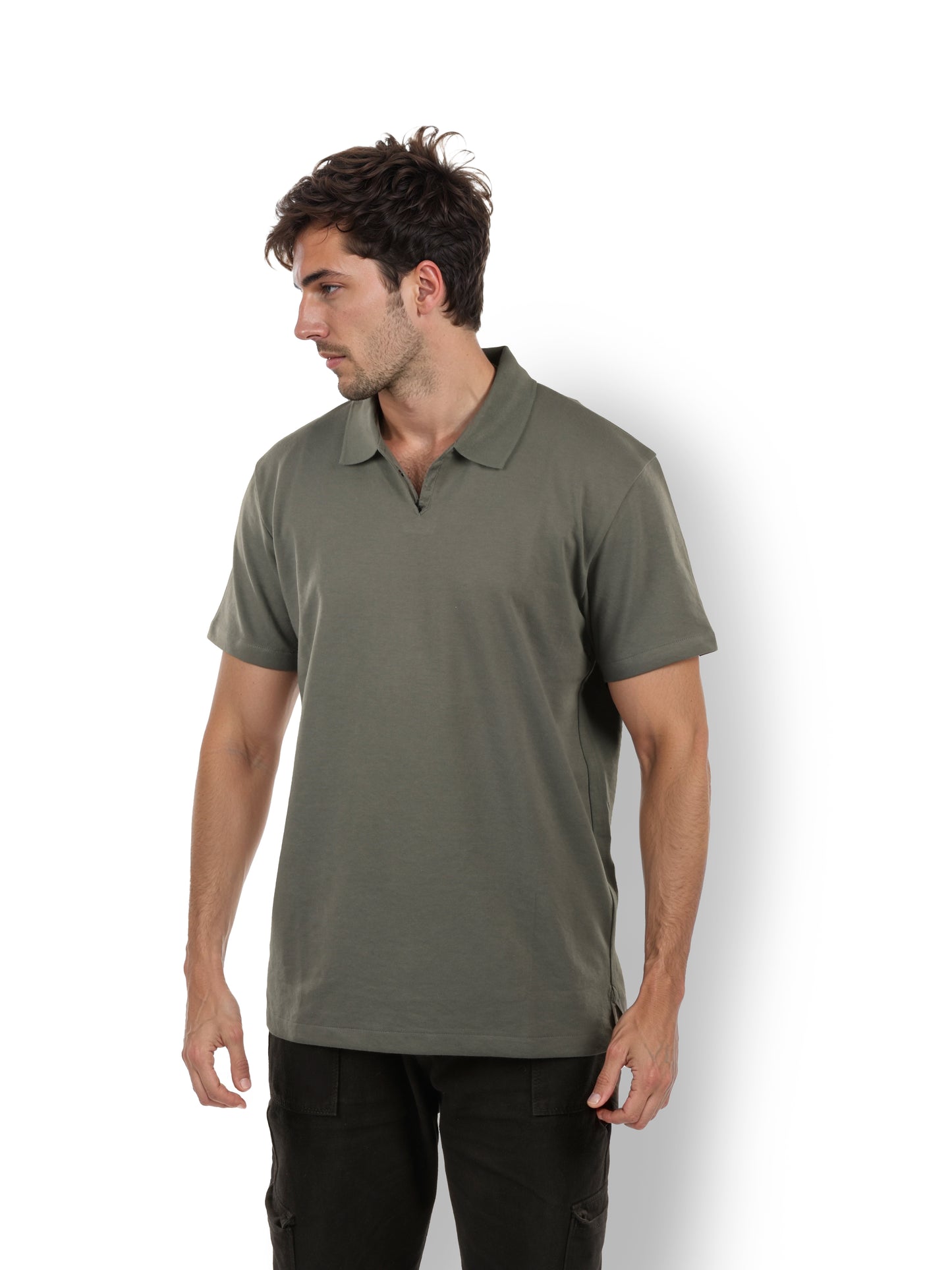 Grey Solid Cotton Polo