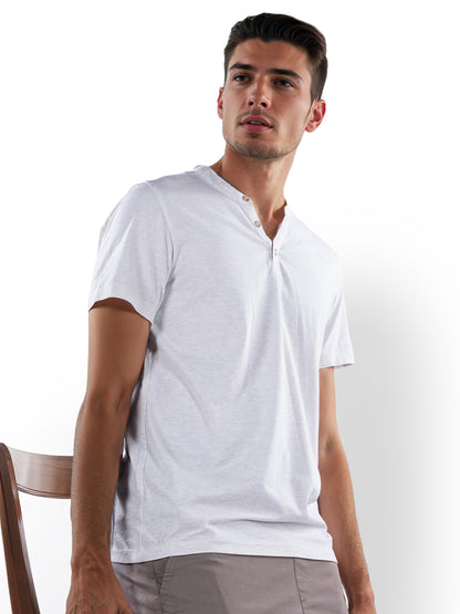 Beige Solid Cotton T-shirt