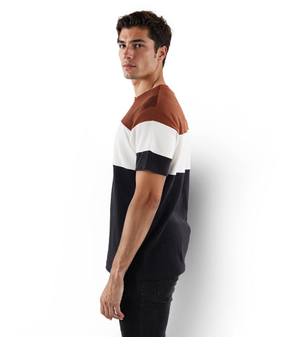 Black Colourblock Cotton T-shirt