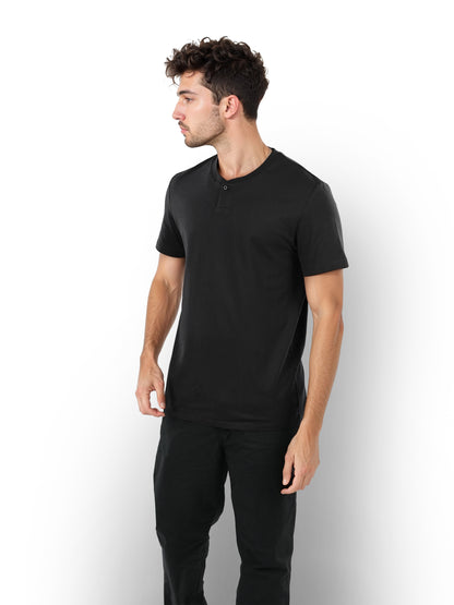 Black Solid Cotton T-shirt