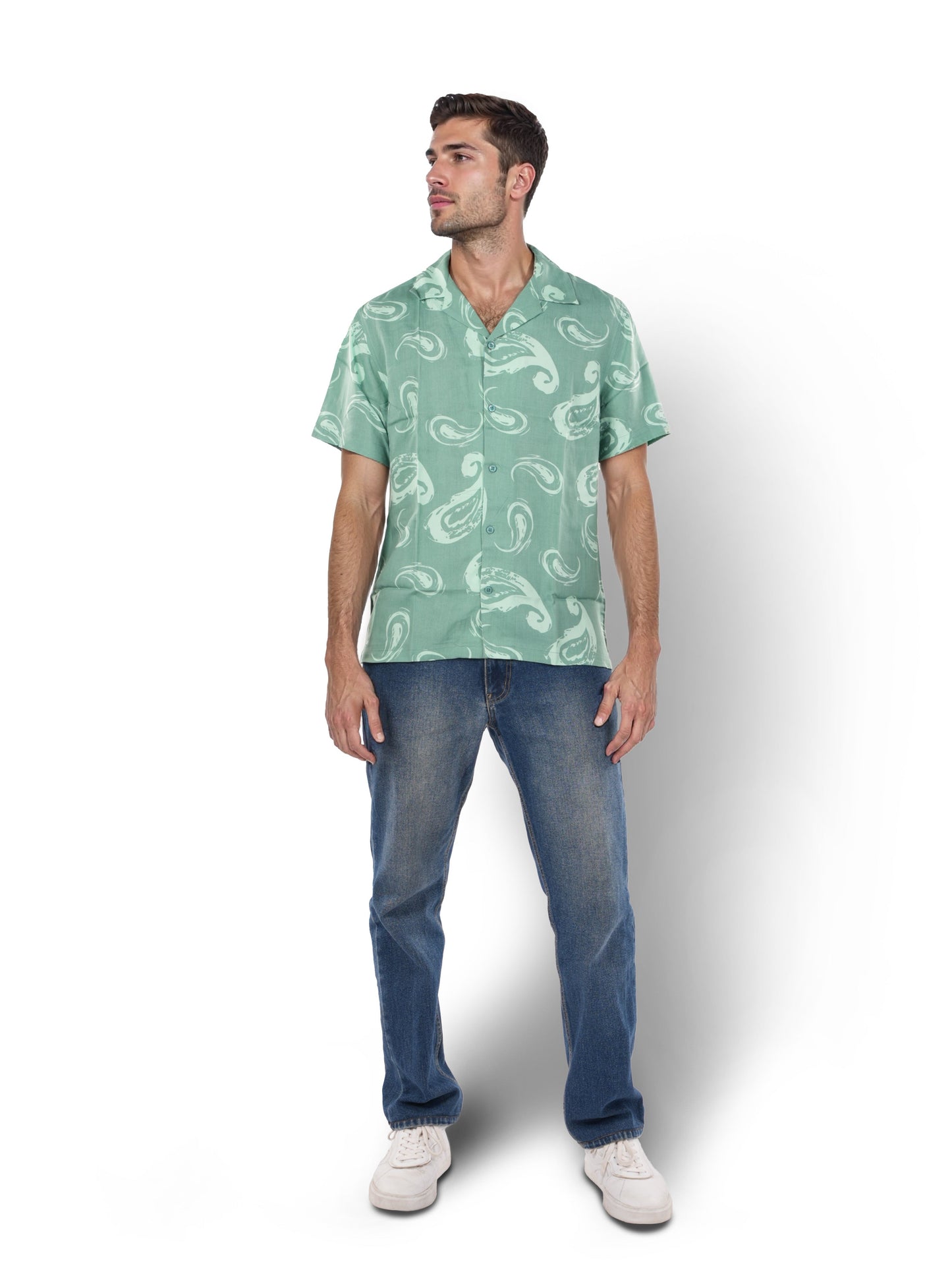 Green Printed Viscose Shirt