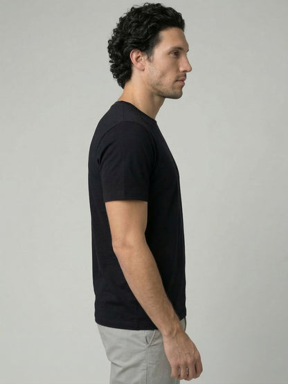 Celio Mens Black Solid Slim Fit Cotton T-Shirts