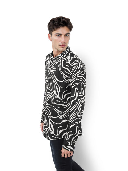 Black Printed Viscose Shirt