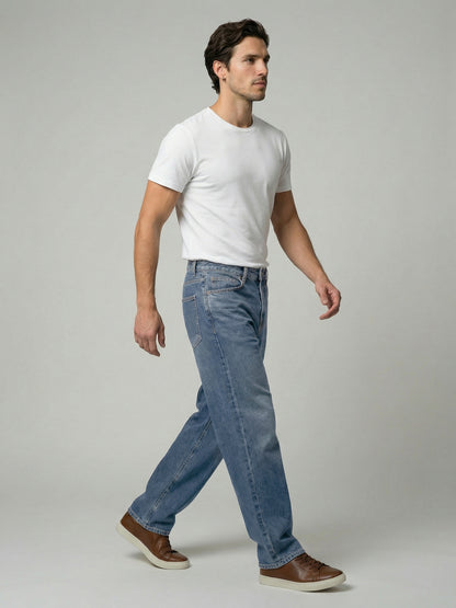 Celio Mens Blue Twill Baggy Fit Cotton Jeans