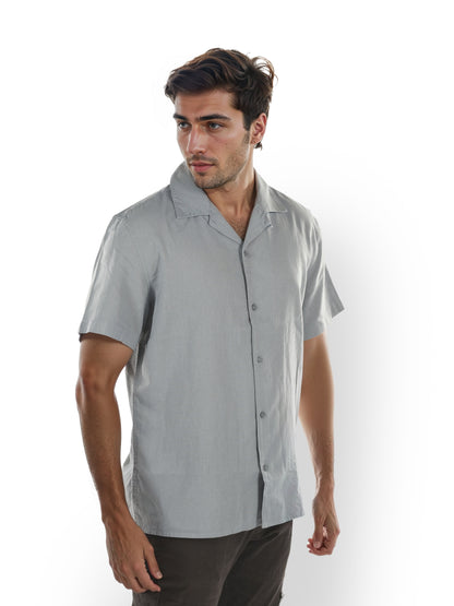 Blue Solid Linen Shirt