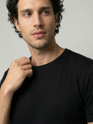 Celio Mens Black Solid Slim Fit Cotton T-Shirts