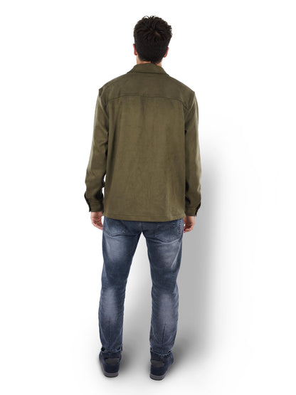 Olive Solid Polyester Jacket