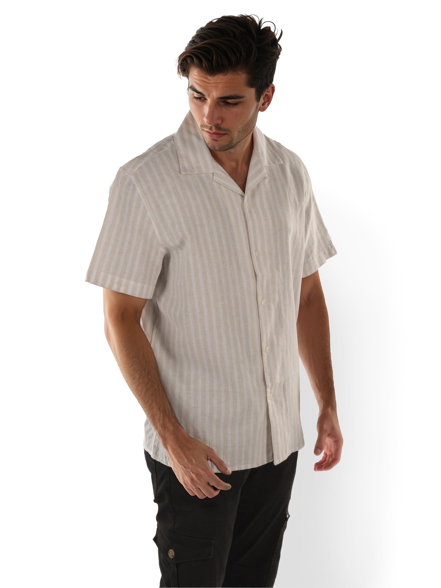 Brown Striped Linen Shirt