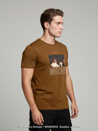 Celio Men Brown Printed Regular Cotton Demon Slayer T-Shirt