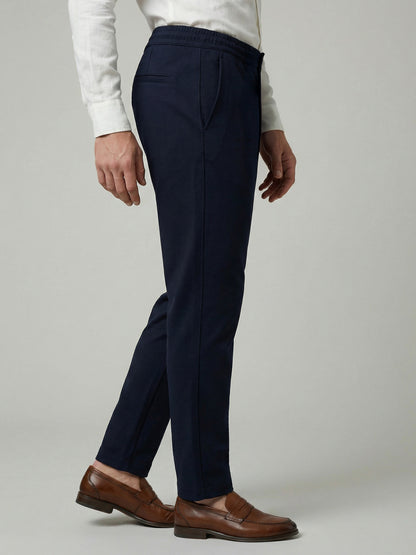 Celio Mens Navy Knit Slim Fit Cotton Casual Trouser