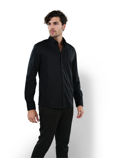 Black Solid Lyocell Shirt