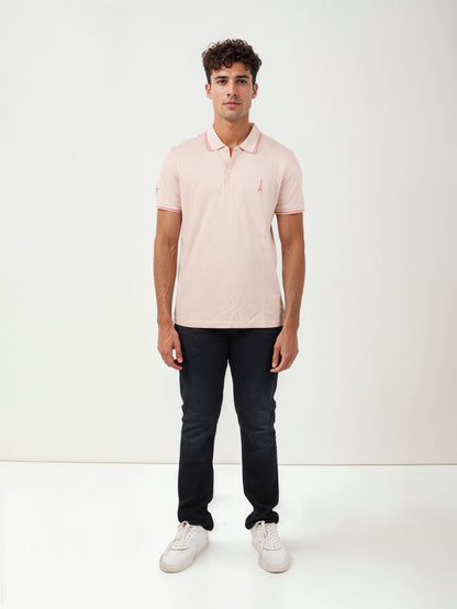 Pink Solid Cotton Polo