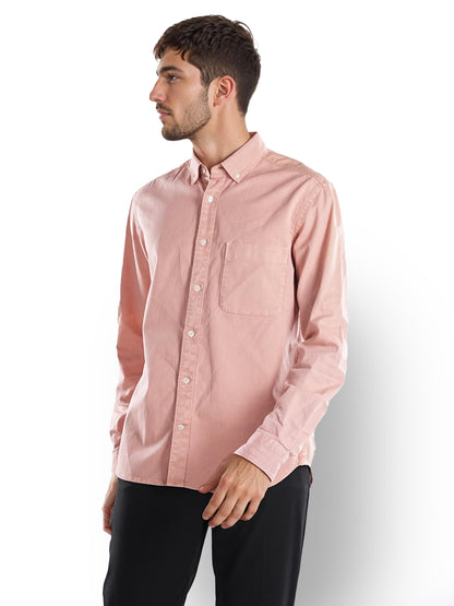 Pink Solid Cotton Shirt