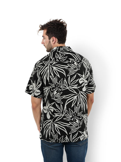 Black Printed Linen Shirt