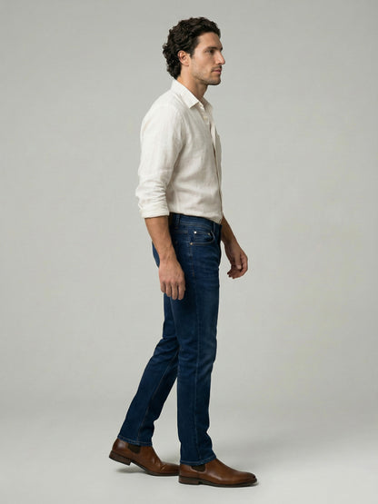 Celio Mens Blue Twill Slim Fit Modal Jeans