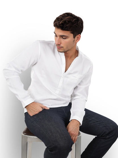 White Solid Cotton Shirt