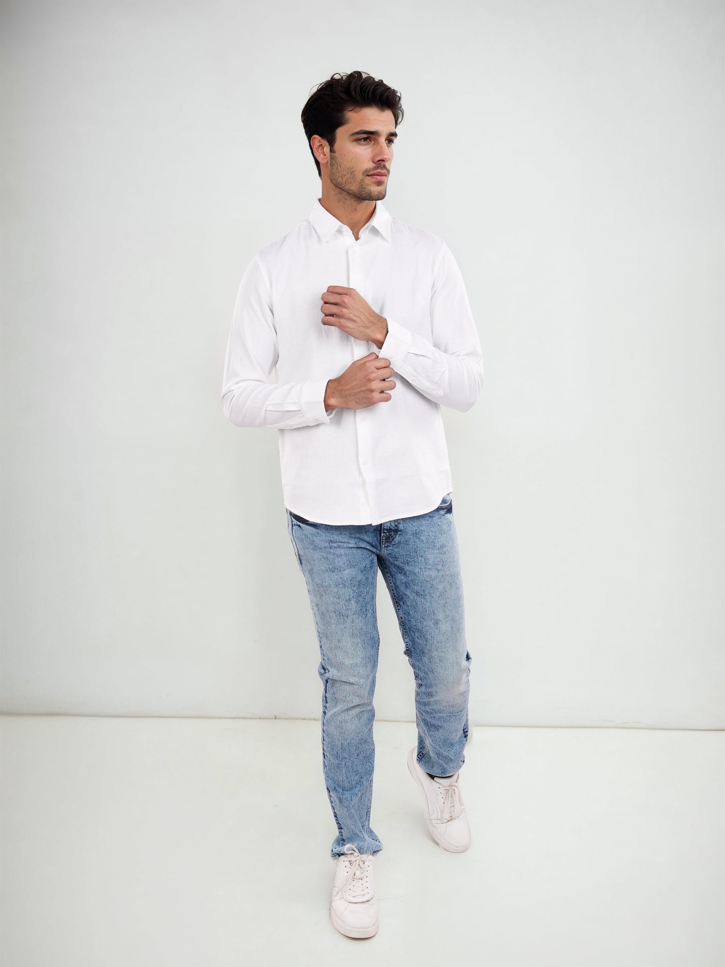 White Solid Cotton Shirt