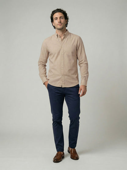 Celio Mens Beige Solid Regular Fit Cotton Shirts