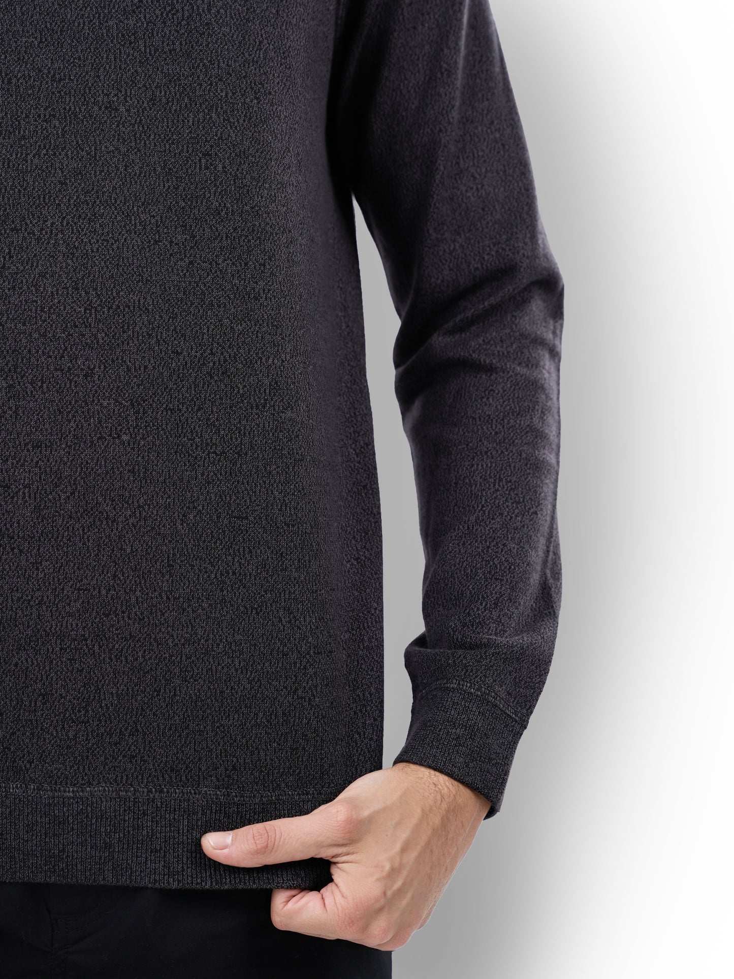 Black Solid Cotton Sweater