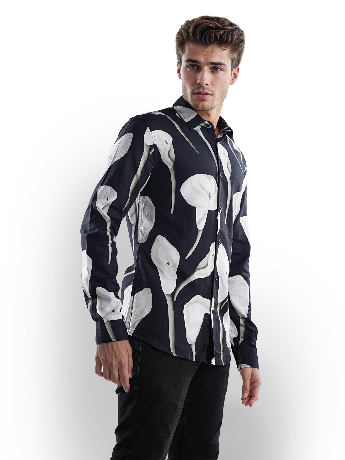 Black Printed Cotton Shirt