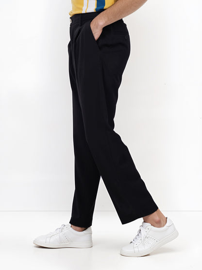 Celio* Poly-Blend Regular Fit Black Trousers