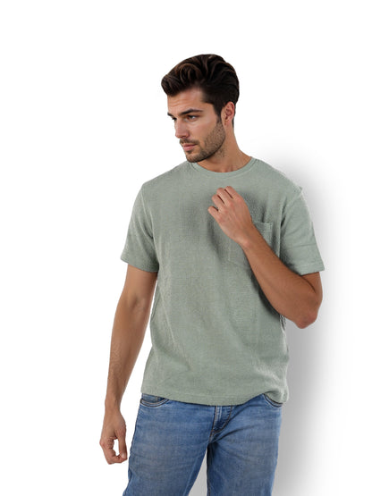 Green Solid Cotton T-shirt