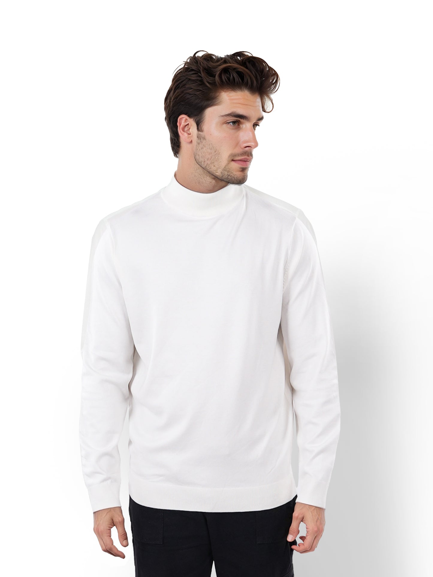 Beige Solid Viscose Sweater