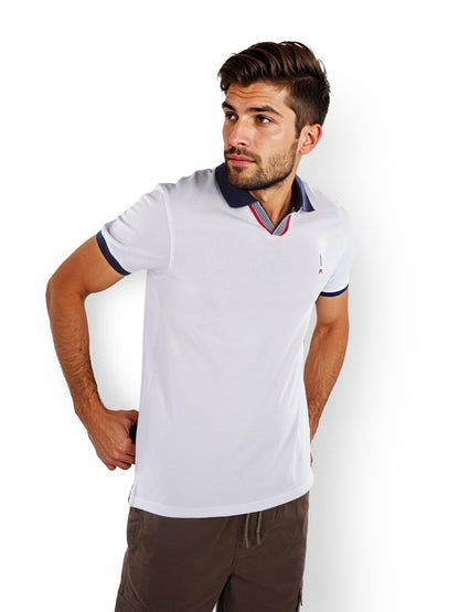 White Solid Cotton Polo