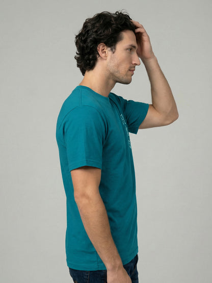 Celio Mens Blue Printed Regular Fit Cotton T-Shirts